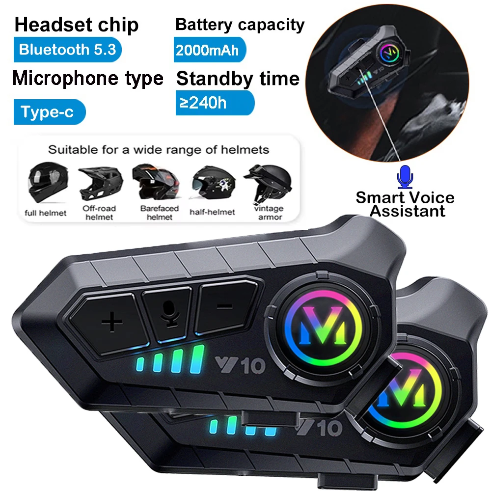 Bluetooth 5.3 Helmet Headset Wireless Hands-free Call Phone Kit Motorcycle Waterproof Earphone MP3 Music Player Speaker for Moto