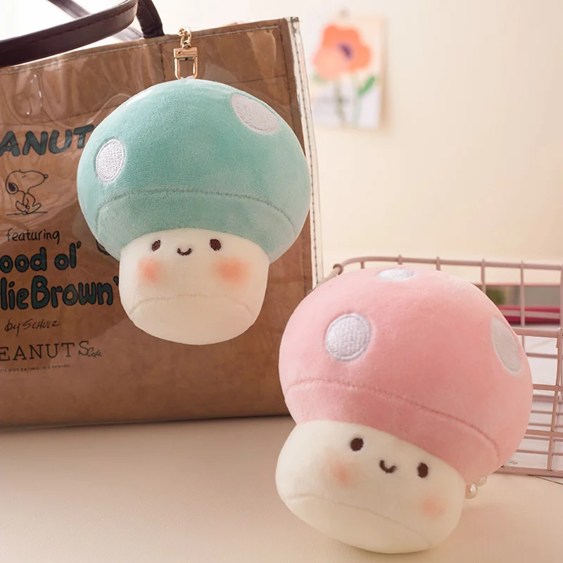 Cartoon Mushroom Doll Keychain Cute Stuffed Plush Toys Car Key Ring Bag Pendant Men Women Christmas Key Chain Creative Gift