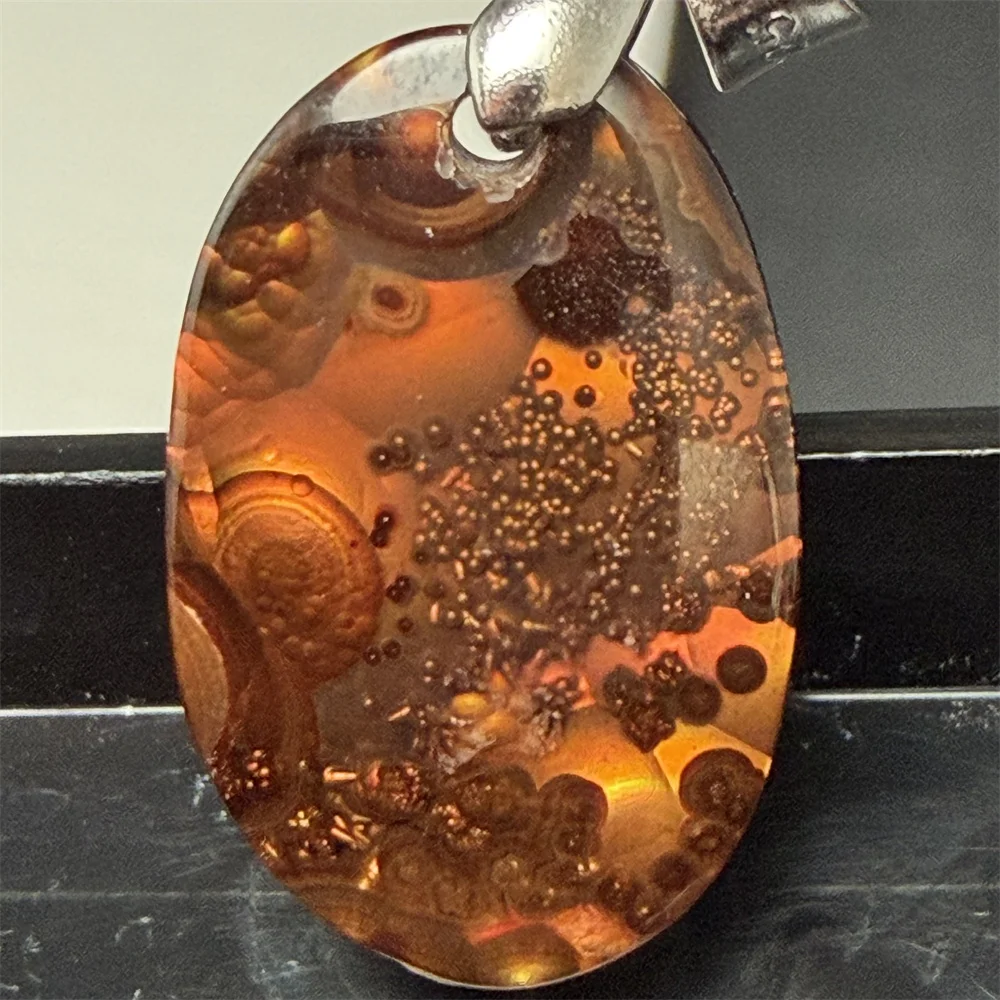 New Stock Small Natural Rare Fire Agate Pendants Necklaces for Women Red Purple Green Light Bubbles Beads Jewelry Healing S925
