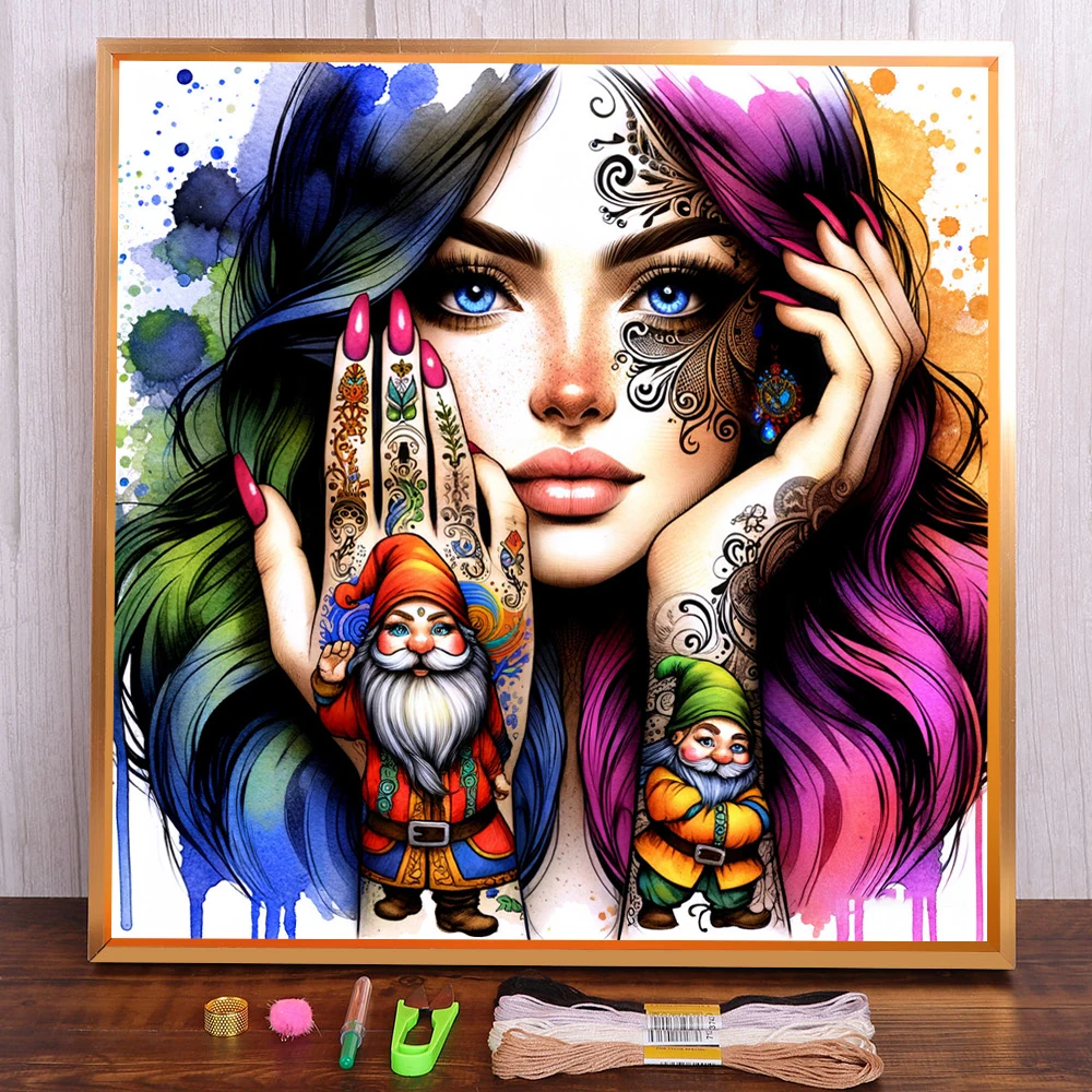 

Portrait Girl Printed Fabric 11CT Cross Stitch Kit DIY Embroidery DMC Threads Craft Hobby Knitting Handiwork Package Floss Gift