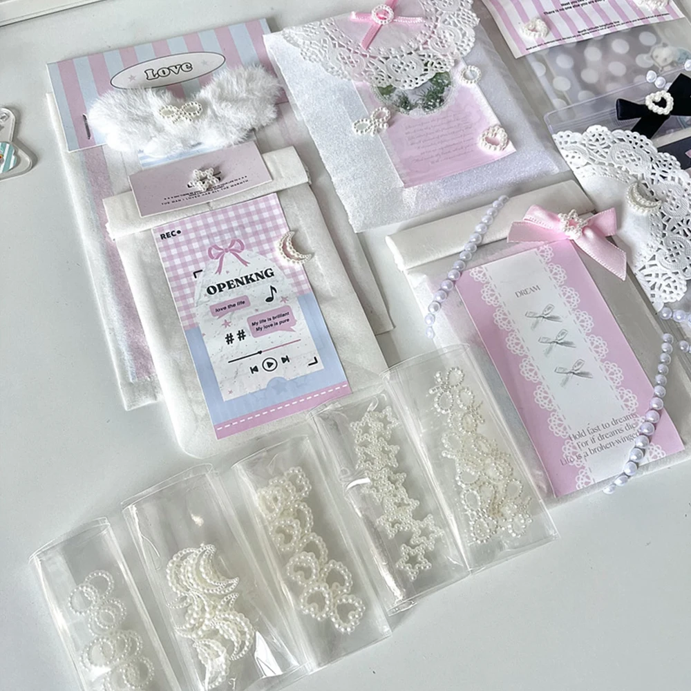 10PCS Cute Bow Moon Star Shape Card Bag Nail Jewelry Facial Sticker Accessory Packaging Material Resin Charm 3D DIY Card Holder