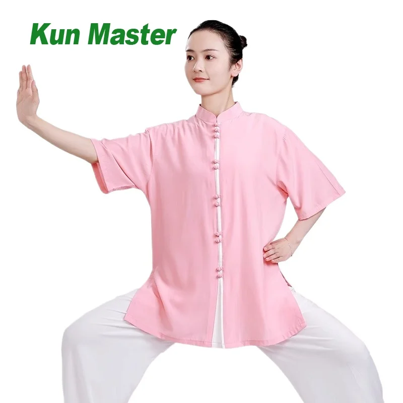 

Women's Linen Blend Tai Chi Kung Fu Suit Wudang Style Martial Arts Uniform Middle Sleeve Chinese Traditional Clothes for Summer