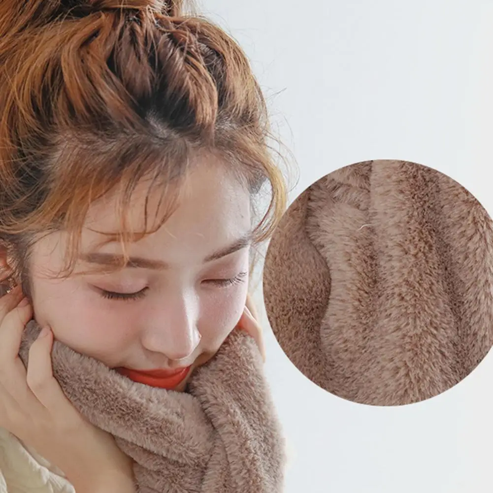 Versatile Women Neck Collar Women Neck Scarf Elegant Faux Rabbit Fur Collar Scarf for Women Winter Warmth Style Solid Color