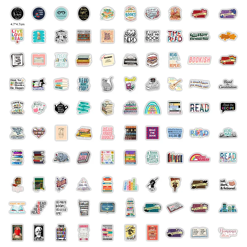 10/30/50/100pcs Reading Book English Stickers Laptop Bicycle Guitar Skateboard Sticker Kid DIY Graffiti Waterproof stickers