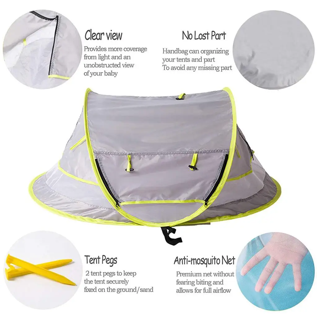 

Folding Beach Tent Breathable Zippers Net Playhouse for Baby