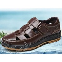 Leather Summer New Men's Hollow Breathable Non-slip Leather Shoes Middle-aged and Old Dad Men's Shoe