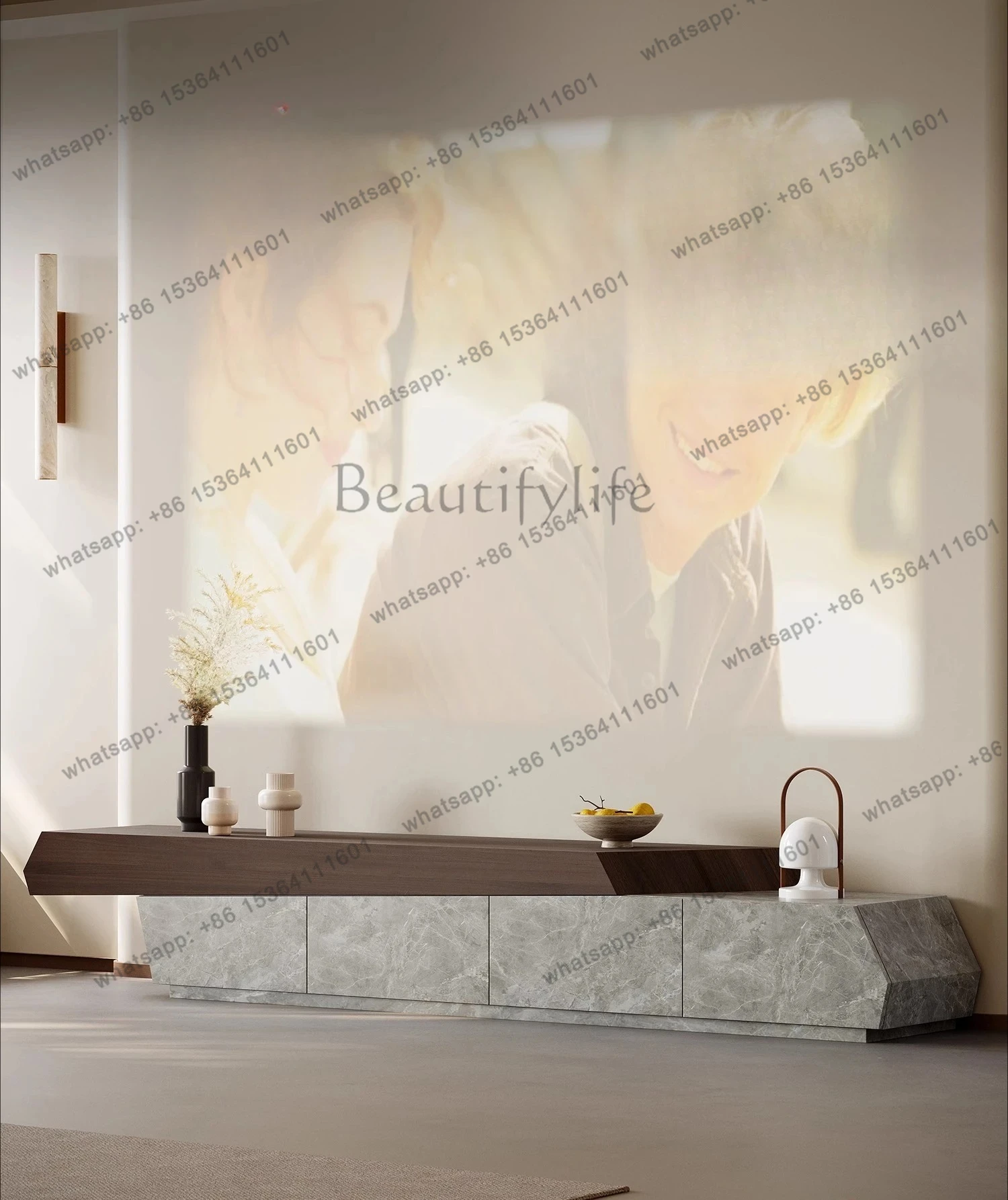 

Italian new TV cabinet living room home light luxury high-end floor TV cabinet