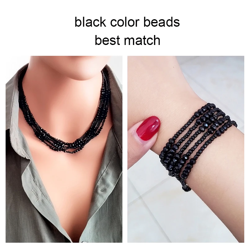 LEEKER Boho Red Green Black Color Crystal Beads 6 Layers Chain On The Neck Magnet Buckle Bracelets For Women Jewelry 982 LK1