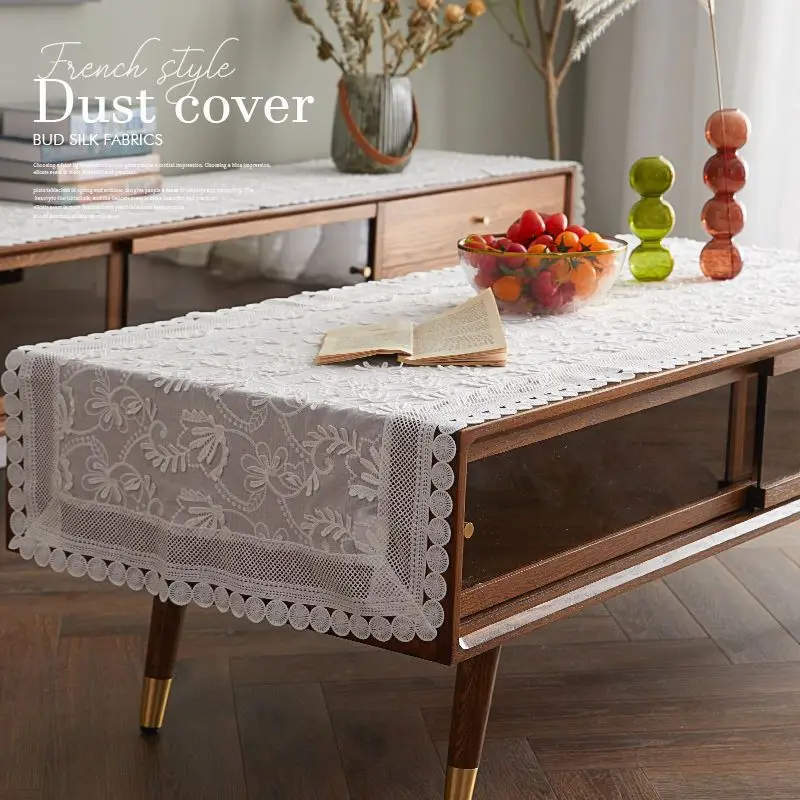 

Coffee Table Runner TV Cabinet Cover Cloth Lace Dust Cover Rectangular Living Room Dinner Table Runner Non-slip Cabinet Cloth