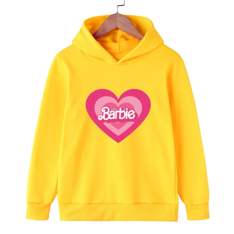 Cute Girls Hooded Hoodie Spring Autumn Fashion Love Barbie Print Long Sleeve Kids Kawaii Sweatshirt Hoodies Child Baby Clothes