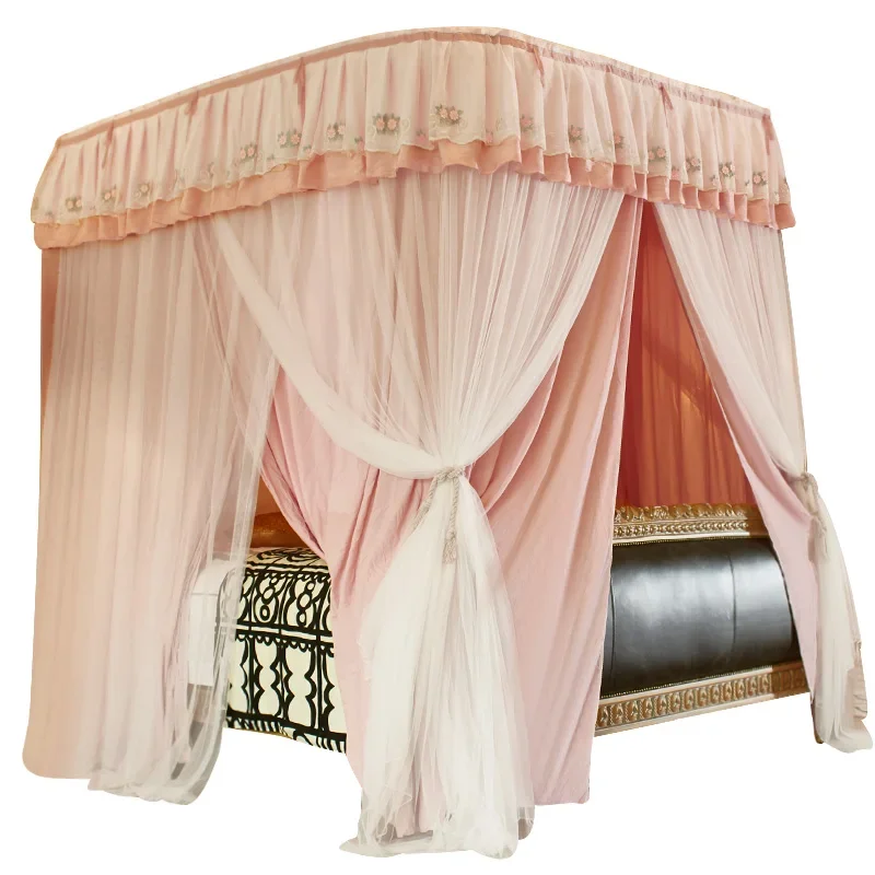 

Princess style U-shaped guide rail mosquito net, shading cloth, bed curtain, dustproof roof, 1.8m bed, household, 1.5m bedroom,