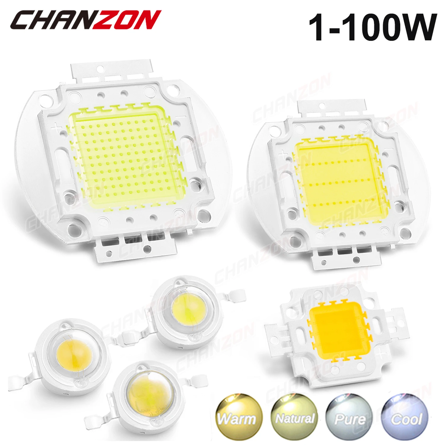 Alta potência led cob chip 1w 3 5 10 20 30 50 100 contas de luz quente natural puro branco frio para diy foodlight ao ar livre