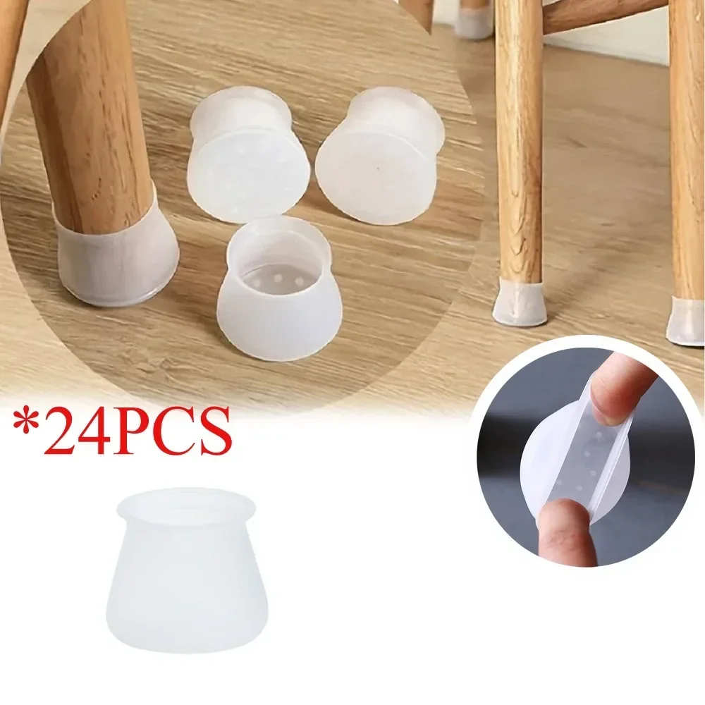 24PCS/set Table Chair Leg Mat Silicone Non-Slip Chair Leg  Anti-slip Floor Protectors  Leg Caps Wood Floor Protector Felt pads