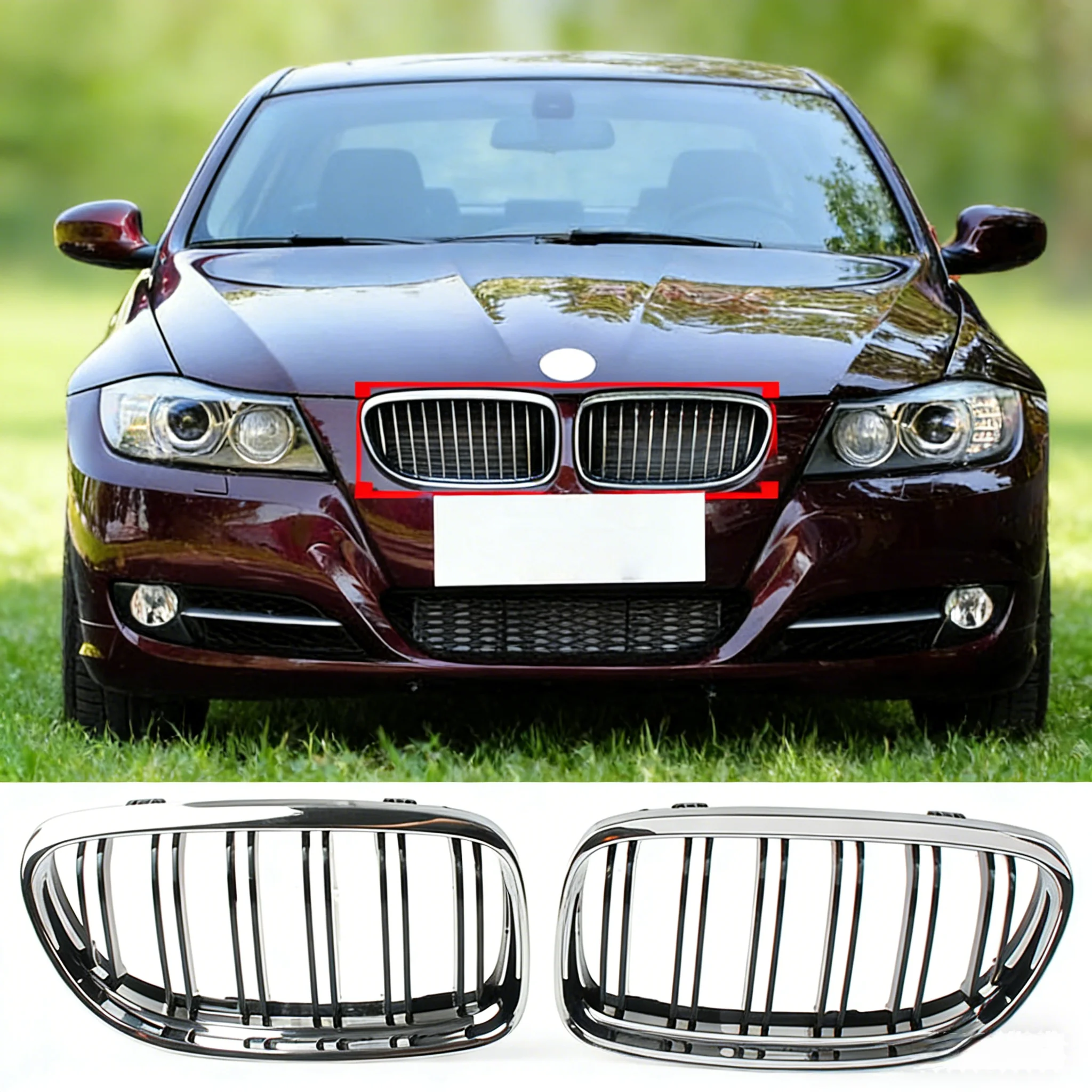 

2 PCS Car Front Kidney Grill Grille For BMW 3 Series E90 E91 2008 2009 2010 2011 2012 51137201969 51137201970