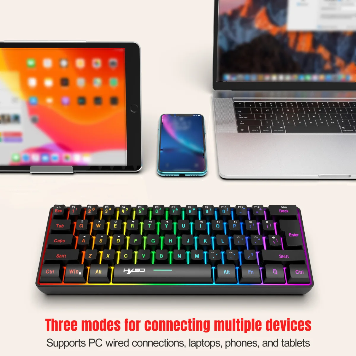 Wireless Keyboardn RGB Gamer Bluetooth+2.4GHz 60% White PC Keyboards Mice Combos Set Teclado Gaming 61 Key Board Black Teclados