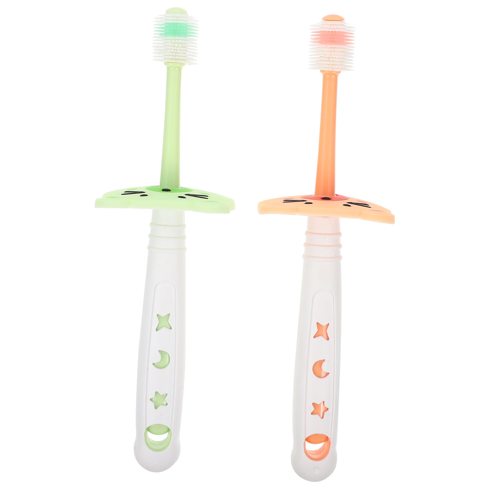 

2 Pcs Baby Toothbrush Handheld Silicone Bristle Toothbrushes Clean Portable Household Silica Gel Travel