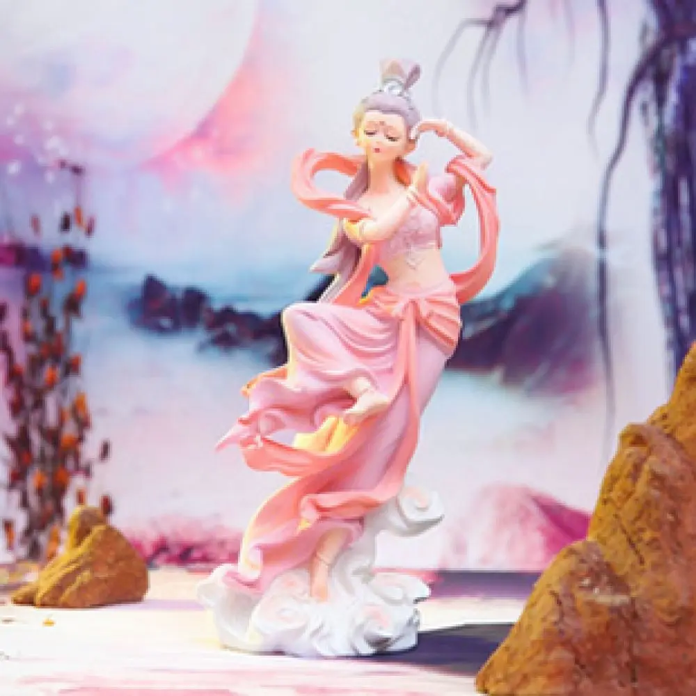 Elegant Resin Girl Statue Traditional Chinese Ornament Creative Desktop Decoration Cute Miniature Birthday Present