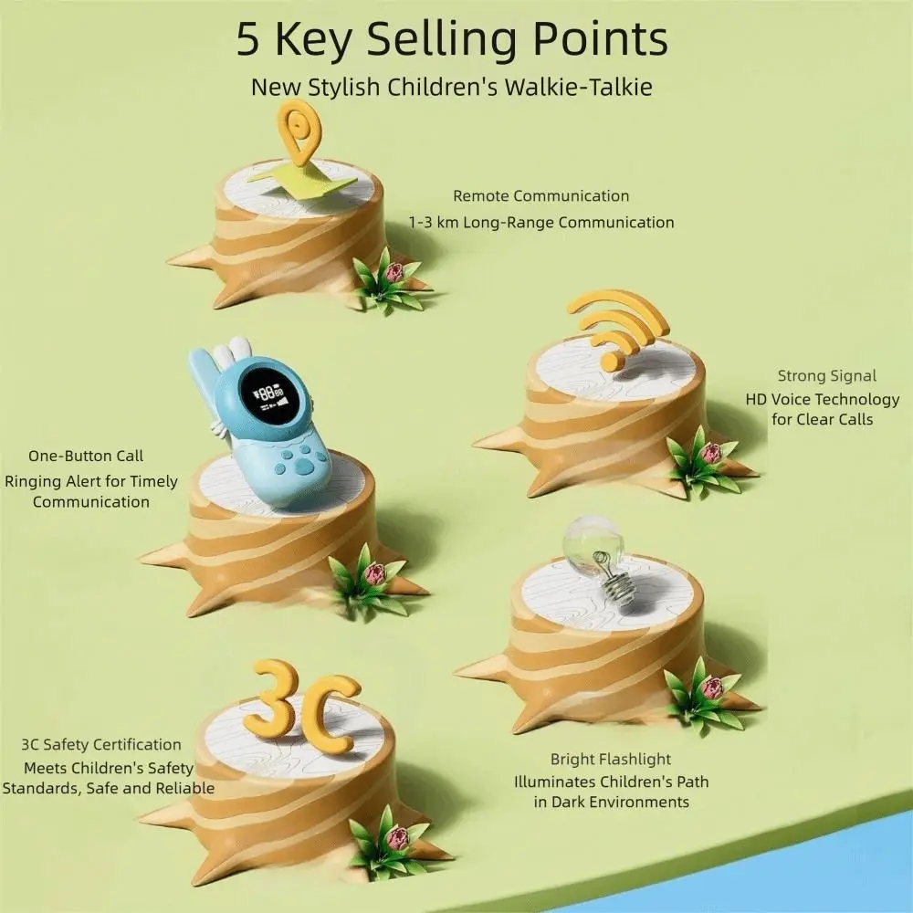 

Wireless Walkie-talkie High-definition 3km Sound Transmission Cartoon Quick Readout Display Digitalkids Walkie-talkie