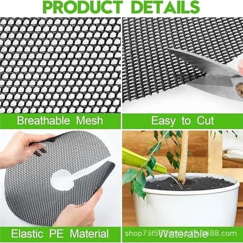DTA4-1Set Cuttable Flower Pot Soil Protection Grid With Securing Stakes,Plant Protection Cover
