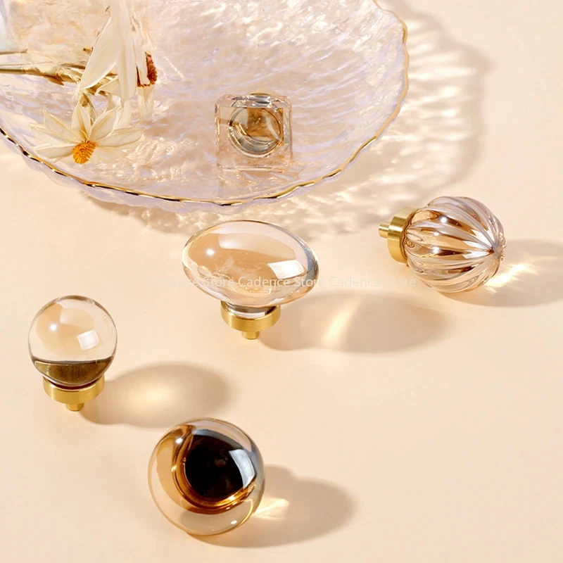 

Brass Crystal Furniture Handle Door Knobs Luxury Round Jade Cabinet Door Handles For Drawer Wardrobe Kitchen Pulls Decoration