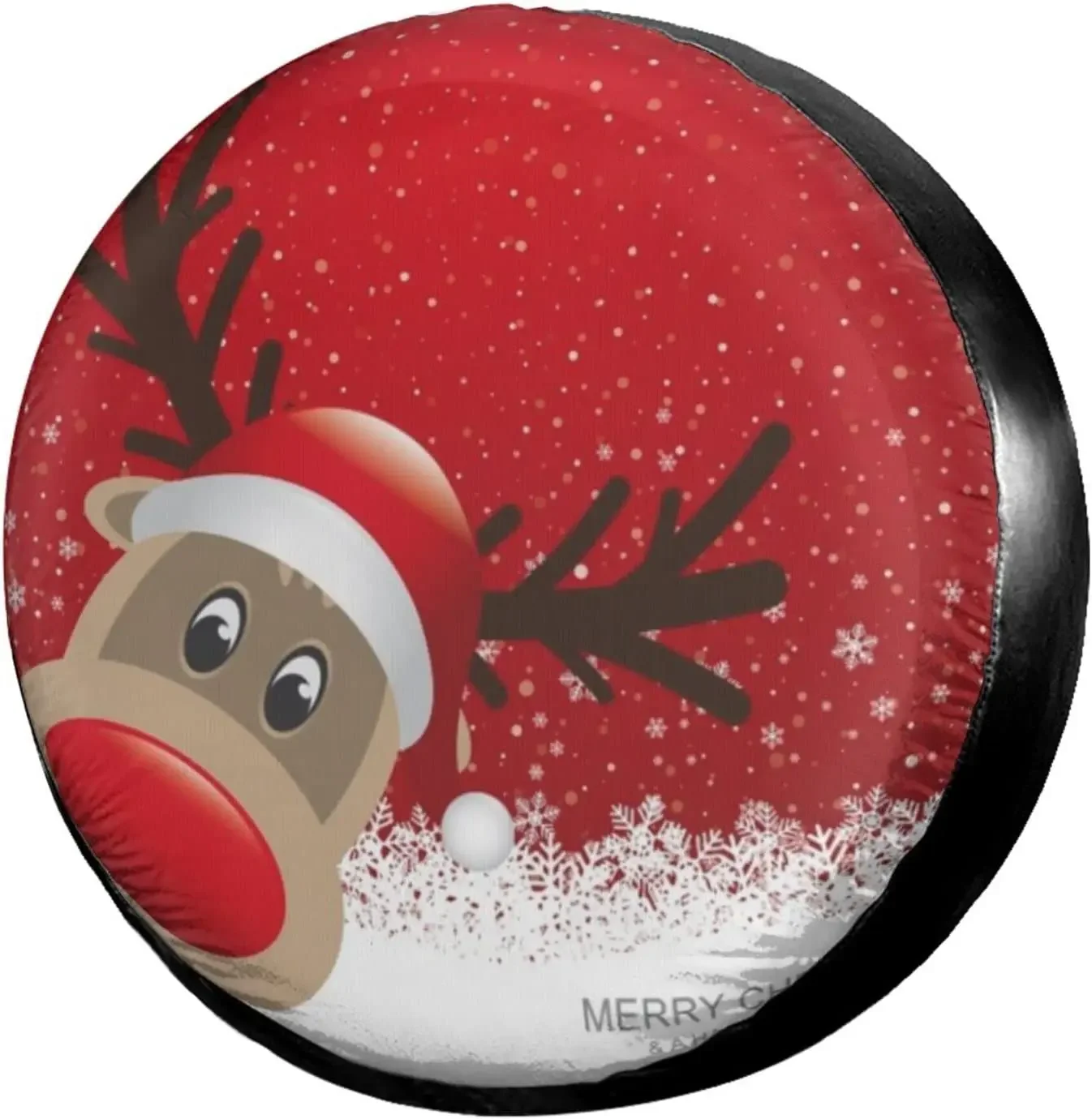 Merry Christmas Reindeer Spare Tire Cover Polyester  Sunscreen Wheel Covers for Trailer RV SUV Truck and Many Vehicles