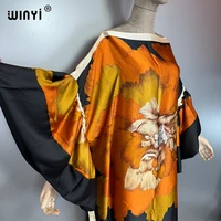WINYI Robe de soirée d'été à manches bouffantes, Abaya de luxe de Dubaï, Kaftan ample imprimé pour femme, Vêtement musulman, Robe de plage 3