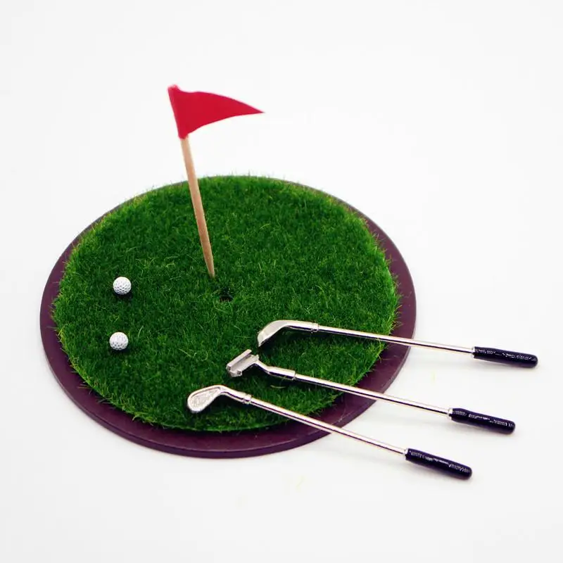 7 unids/set casa de muñecas Mini Club de Golf modelo de pastizales conjunto accesorios de muebles para decoración de casa de muñecas niños juguetes para juego de imitación regalo