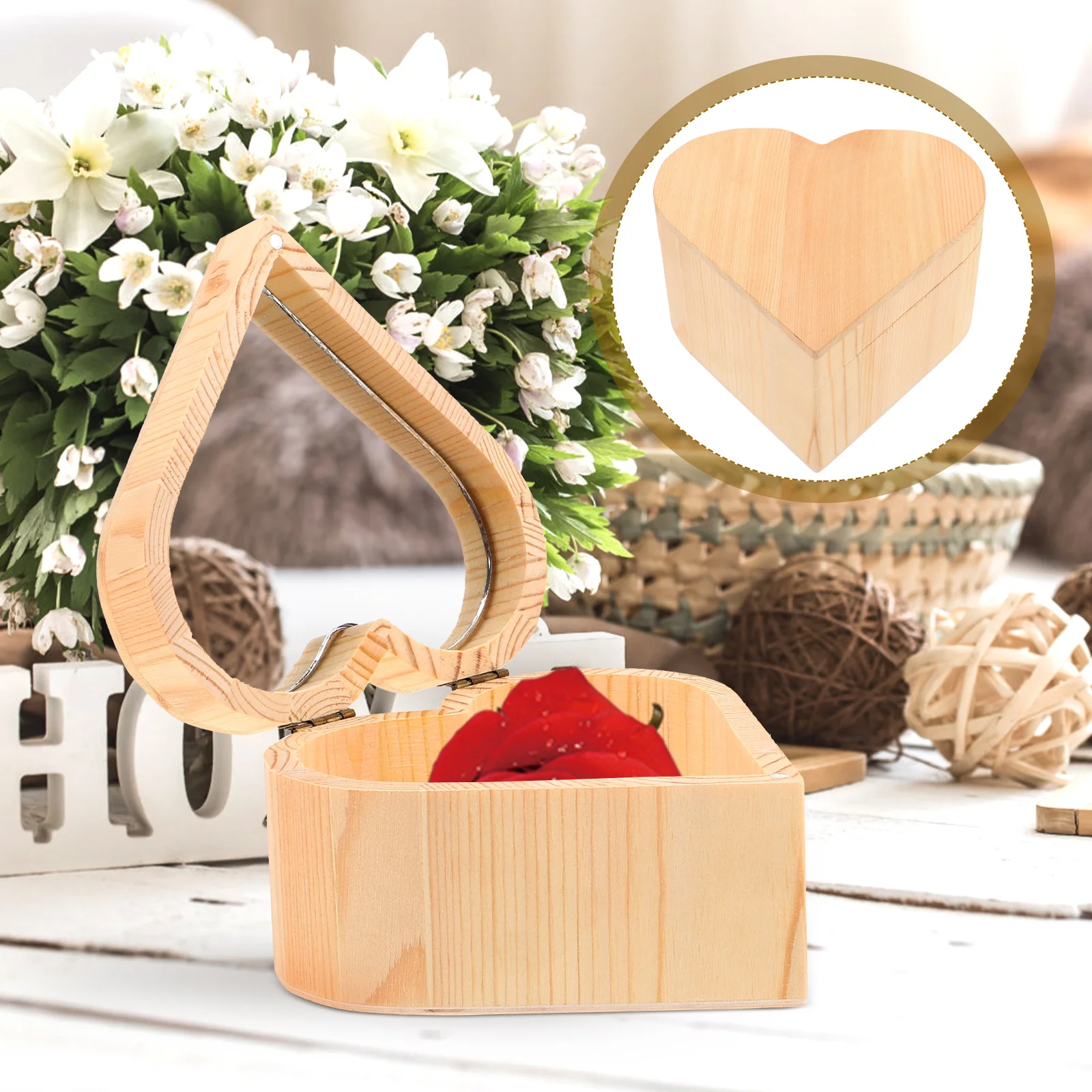

Heart Shaped Storage Box Wood Boxes for Crafts Jewelry Favor Holder Vintage Toy