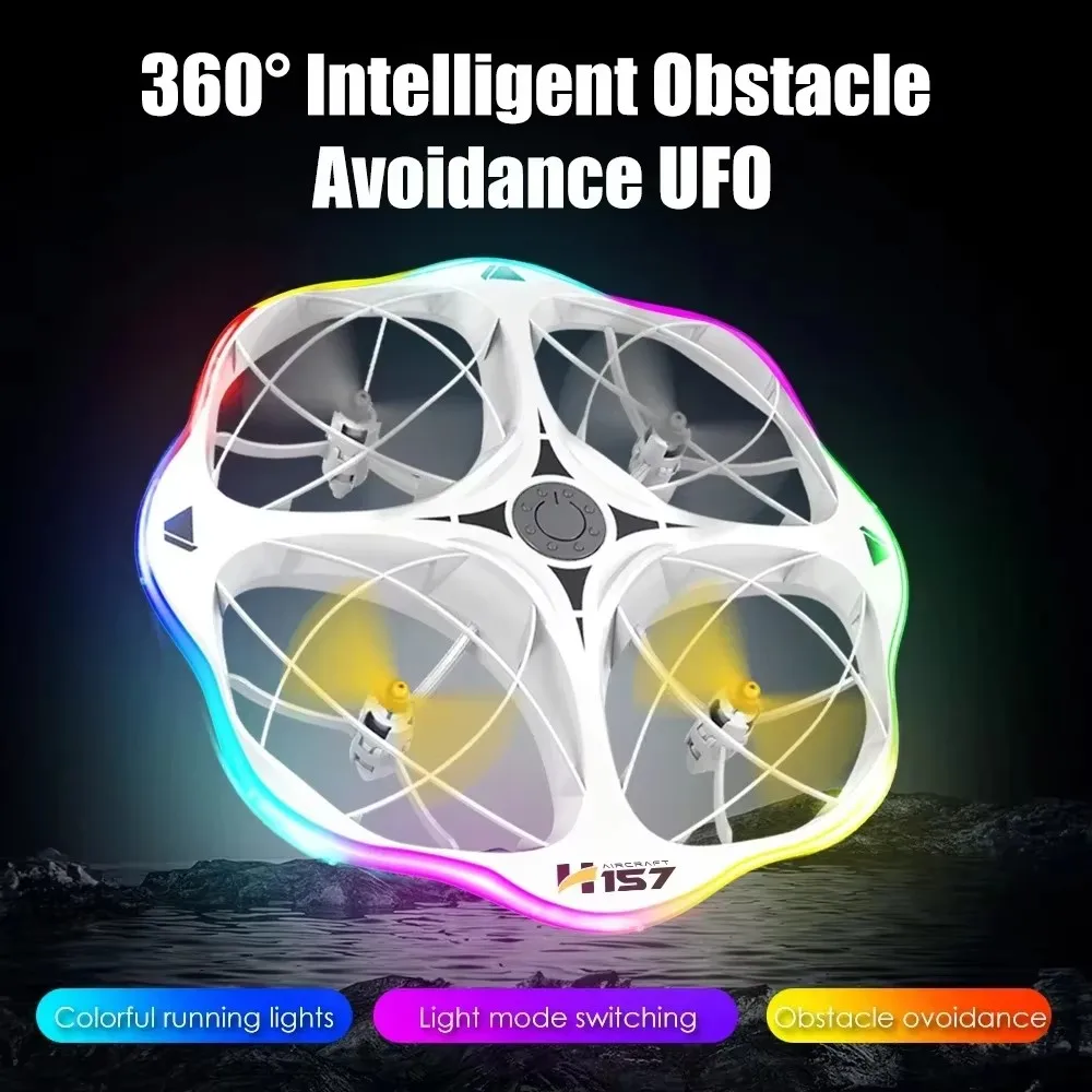 Model H158 Mini UFO Drone - 4-Axis Quadcopter (Remote + Watch Dual Control/RGB LED/360° Flip/Obstacle Avoidance) Best Kids' Gift