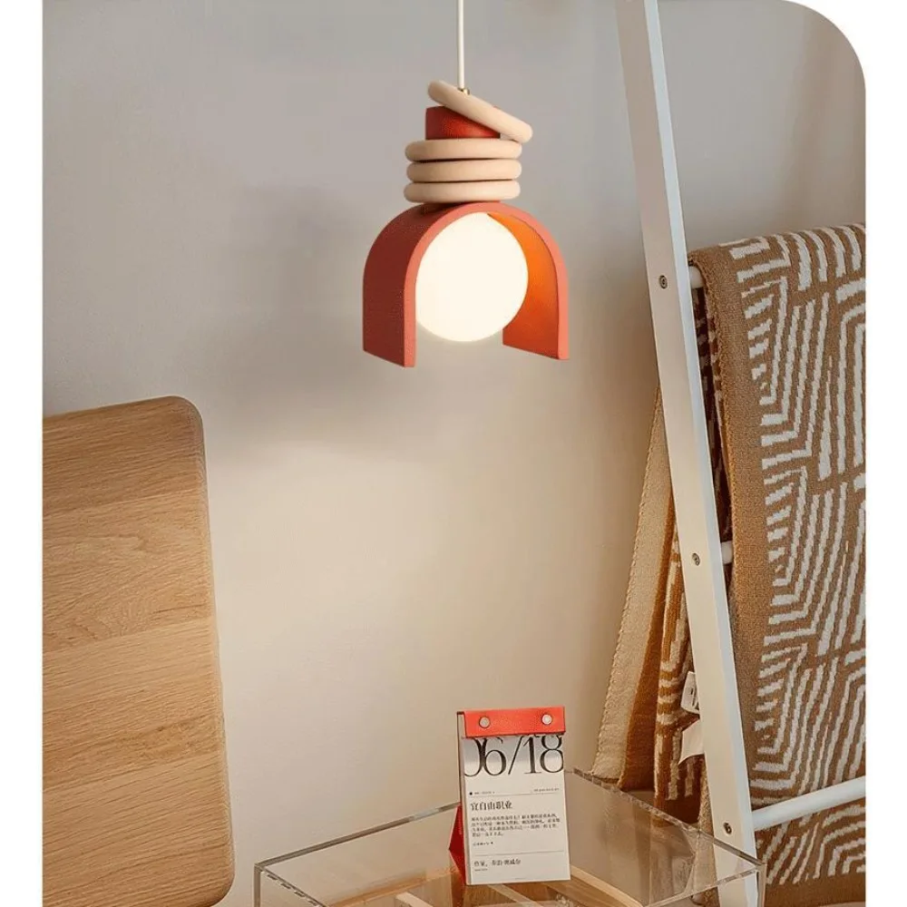 

Cream Pendant Lamp, Nordic Retro Designer Style, Metal & Glass, for Bedroom Bedside Guesthouse Dining Bar Hallway, Decor Light