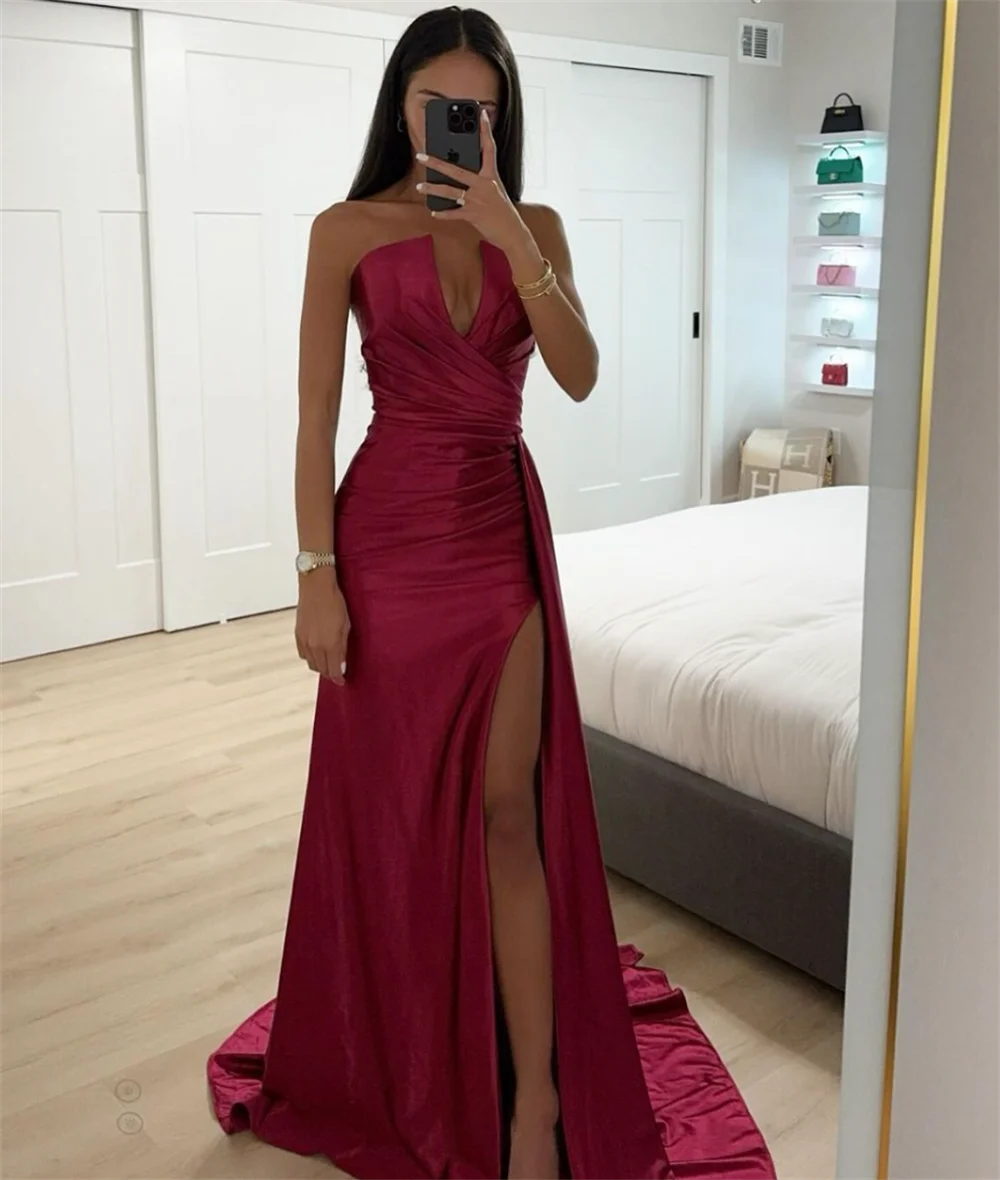 Annie Elegant Women's Wedding Dress Luxury Arabian Lady Prom Dresses Sexy Mermaid Side Slit فساتين سهرة Vestidos De Fiesta