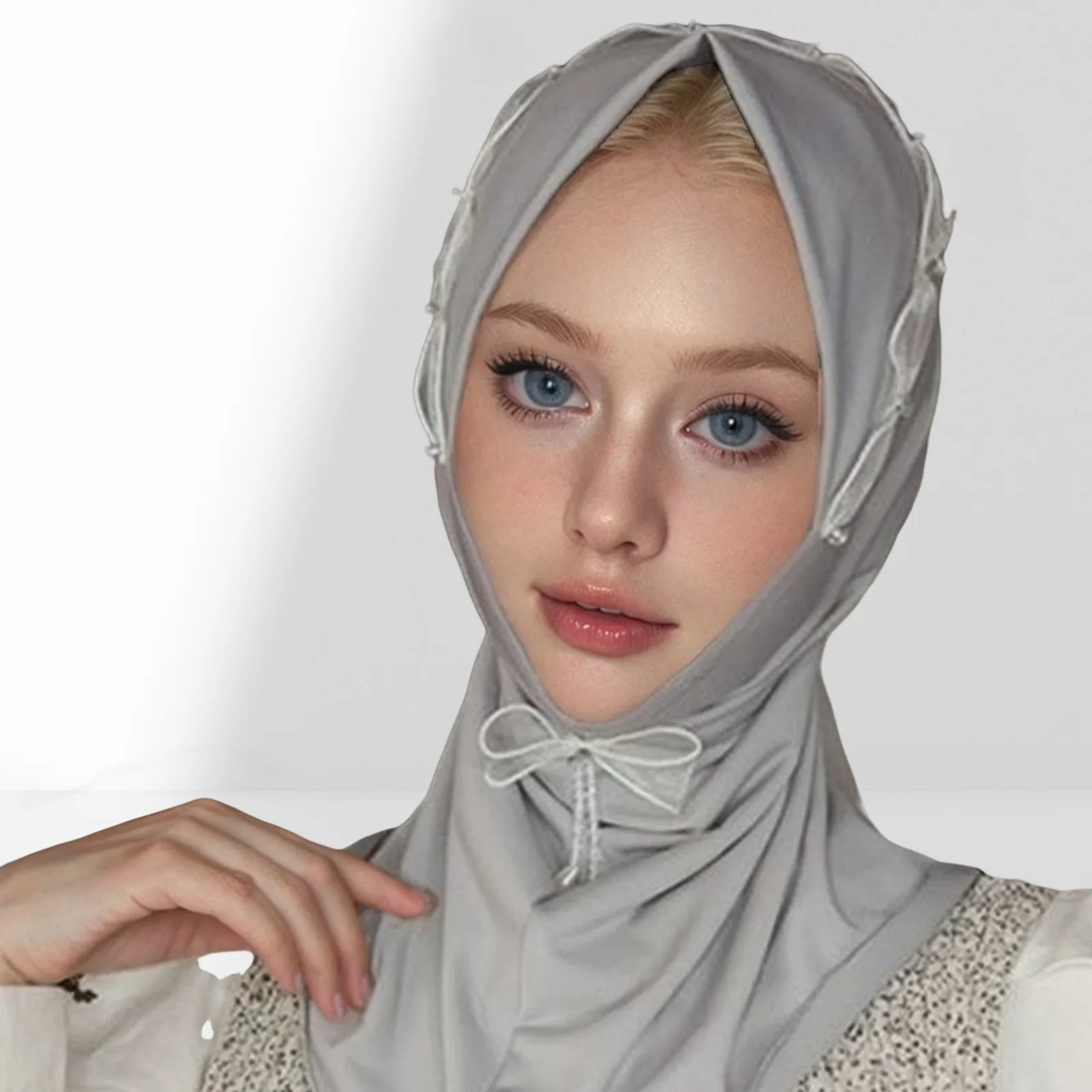 

2025 головной платок, простой с новым мягким чехлом на поля, модный однотонный женский платок с украшением в виде банта