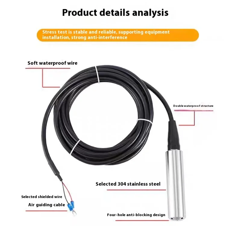 The Range of the Water Level Sensor and Liquid Level Transmitter Can Be Customized to Output 4-20mA