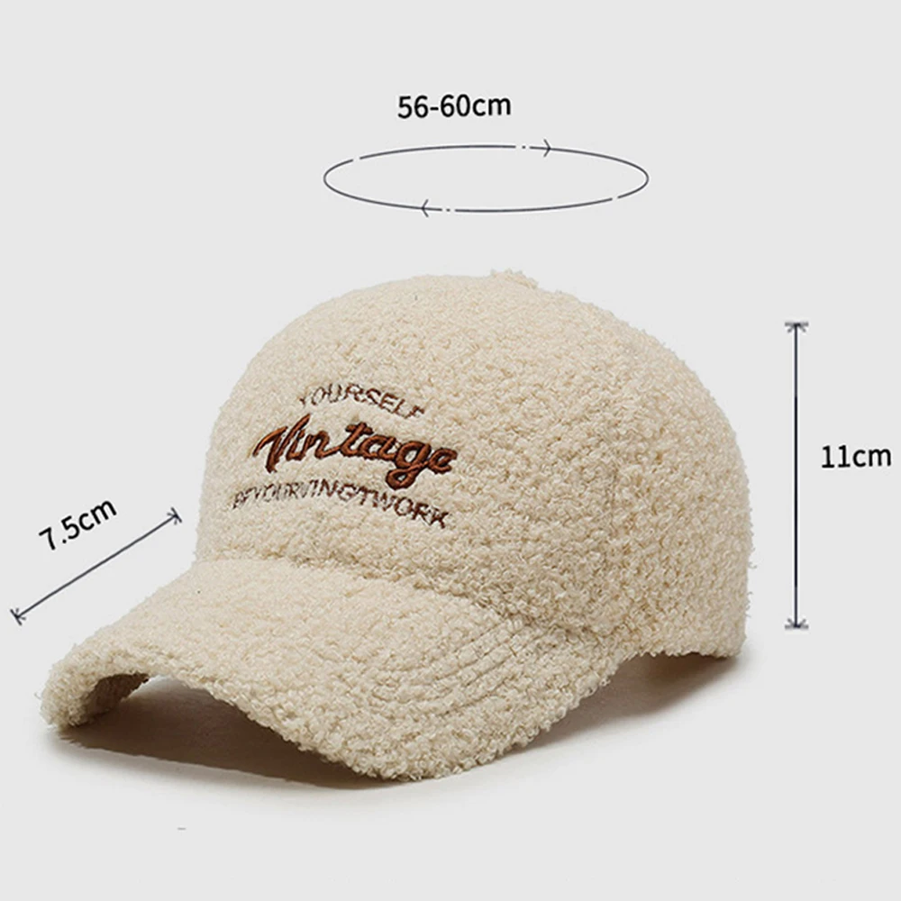 FS Beige Brown Lambswool Baseball Cap For Men Vintage Letter Summer Women Hats Outdoor Sports Trucker Hat Casquettes Hommes 2025