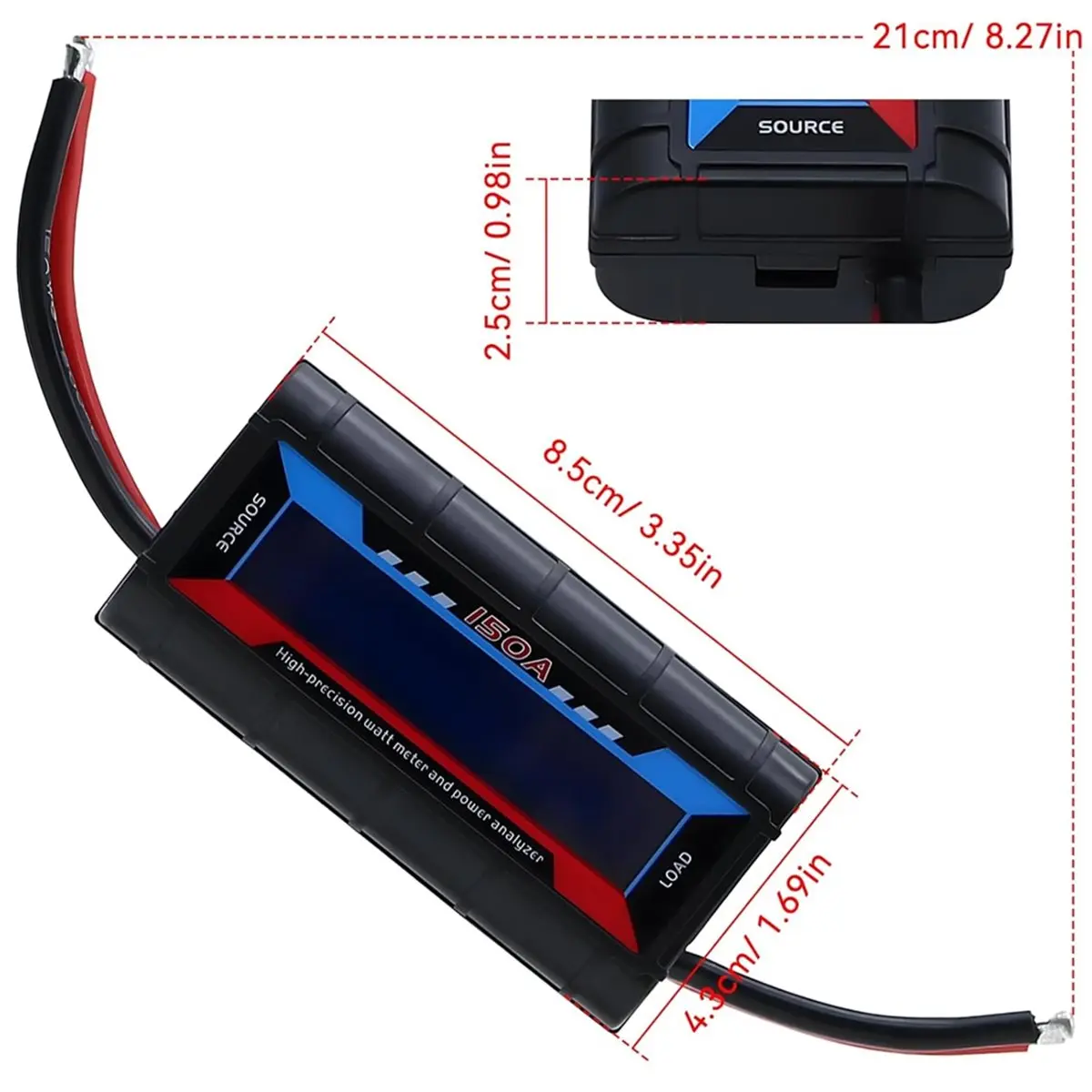 Fits for 150A Watt Meter Power - Power Monitor Power Consumption Meter Battery Analyzer Tester for RC Solar Wind Power Ebike