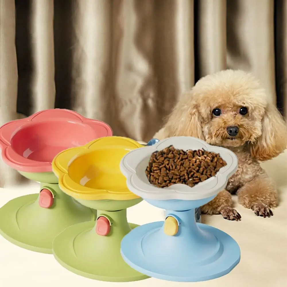

Ceramic Flower Shaped Cat Bowl Adjustable Height Tilted Angle Pet High Foot Bowl Neck Protection Large Capacity
