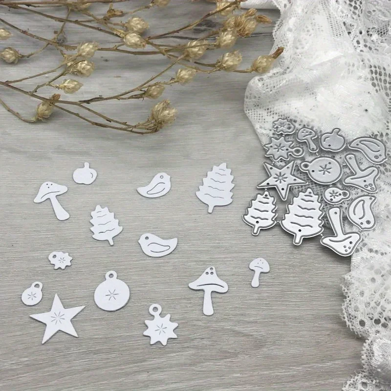 1 Stück Piggy Craft Metall-Schneidewerkzeug Schneidform Herbstbaum Vogel Pilz Scrapbook Papier Bastelmesser Form Klinge Stanzschablonen