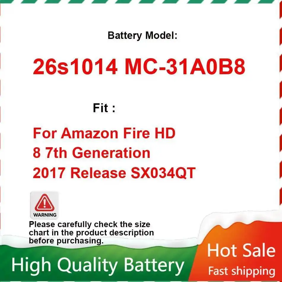 

Сменный аккумулятор MC-31A0B8 для Amazon Fire HD 8 7-го поколения 2017, выпуск SX034QT, 4750 мАч, портативные аккумуляторы Bateira