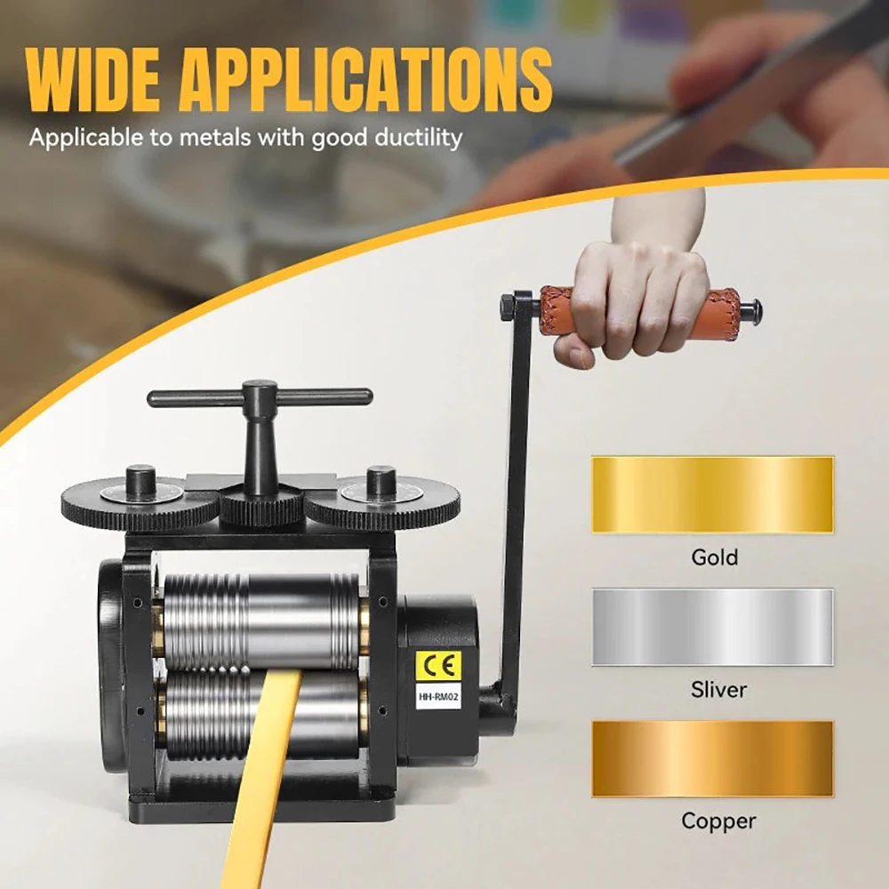 130mm Combination Flat & Wire Roller Rolling Mill Goldsmiths Jewelry Metal Sheet Forming Square Half Round Wire Making Machine