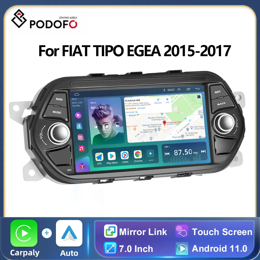 

Podofo For FIAT TIPO EGEA 2015-2017 Car Radio Multimedia Video Player Navigation stereo GPS Android No 2din 2 din dvd