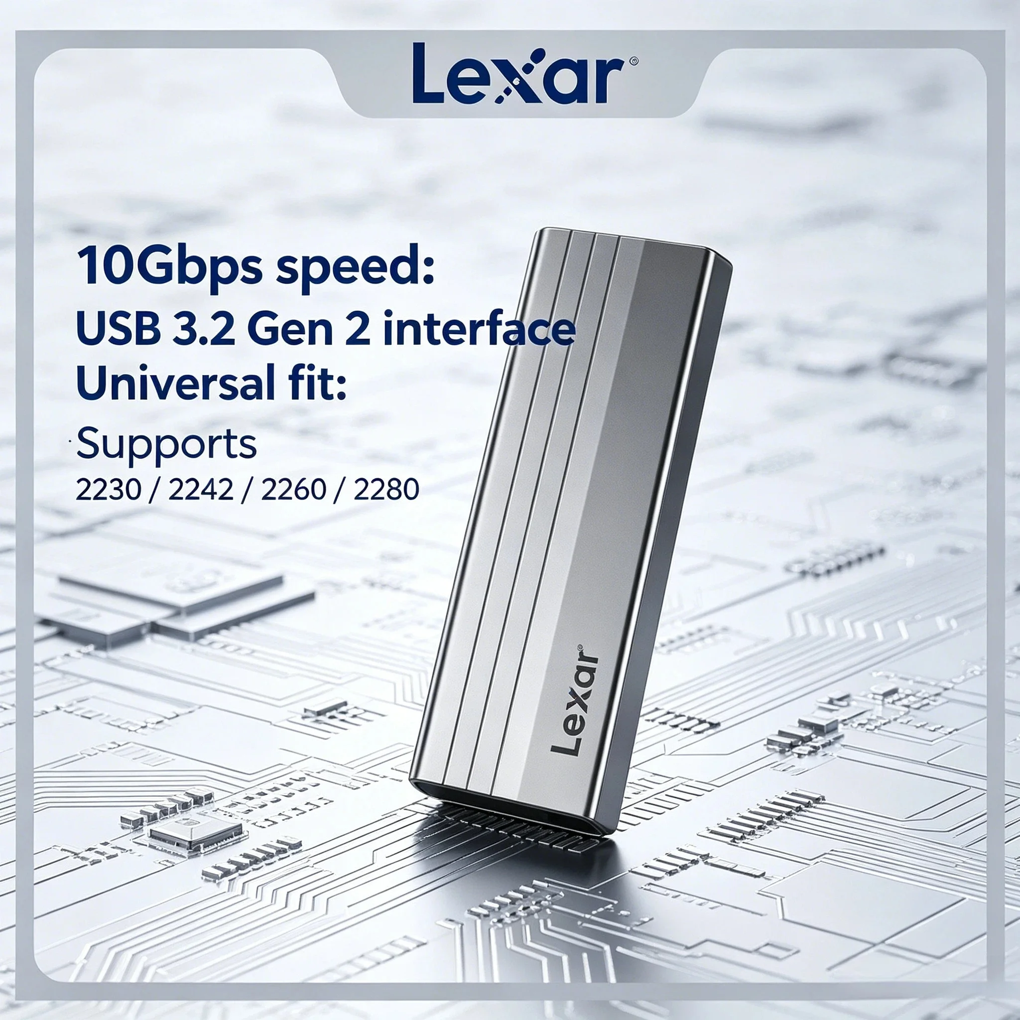 

Lexar Original E300 M.2 SSD Enclosure USB 3.2 Gen 2 Type C Mobile External Hard Disk Case for 2230 2242 2260 2280 NVMe SSD Pro