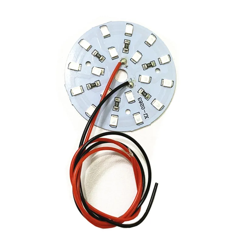 3.7V 5W LED lamp patch round 44mm lithium battery 18650 wick 2835 red blue green 5w handmade DIY for solar panel