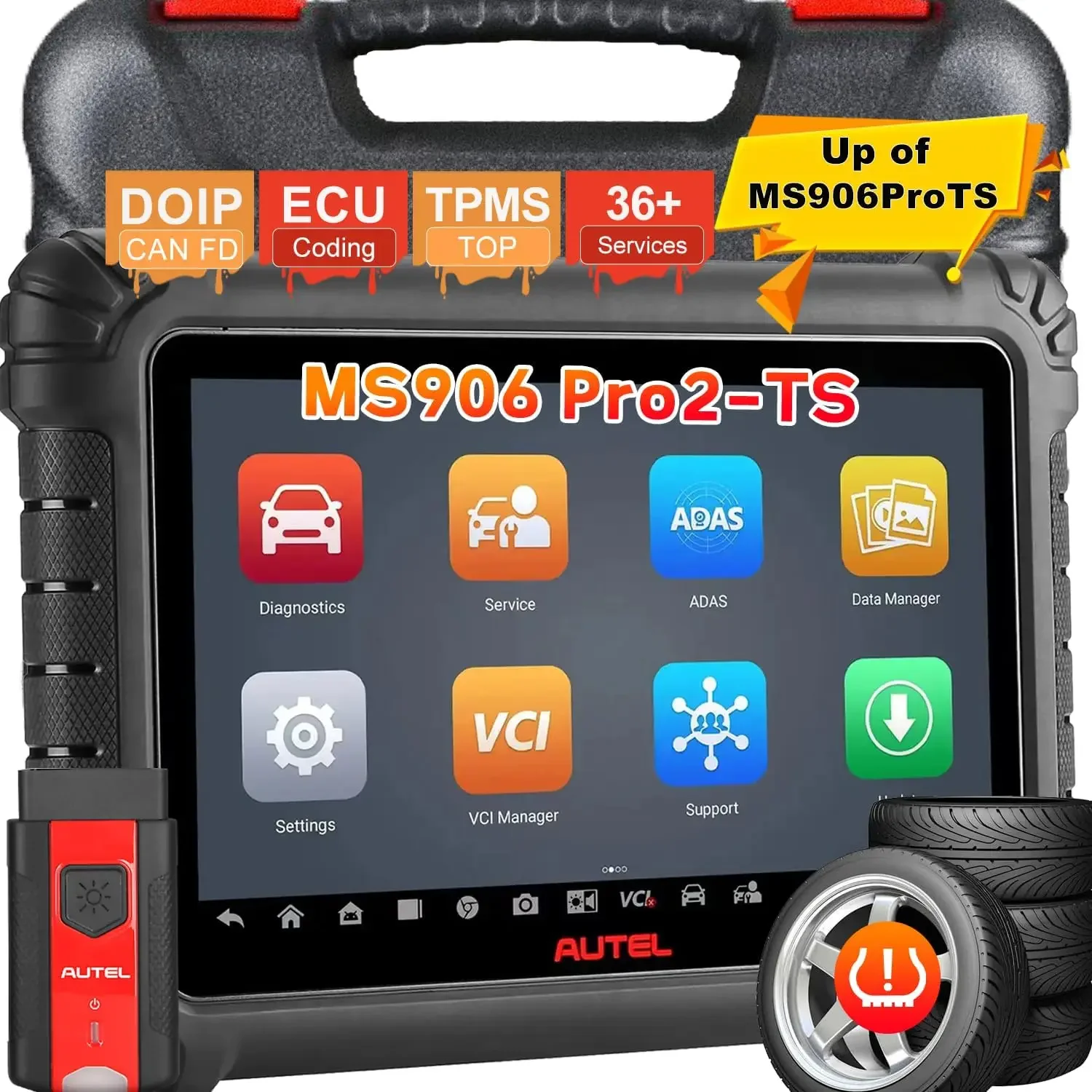 Autel MaxiSYS MS906 PRO2-TS OBD2 Scanner Full TPMS Coding Diagnostic Tool | Full Vehicle Systems 36+ Service Functions Auto Scan 2.0 CAN FD & DoIP Upgraded of MS906PRO-TS MK906S PRO2-TS MP900TS