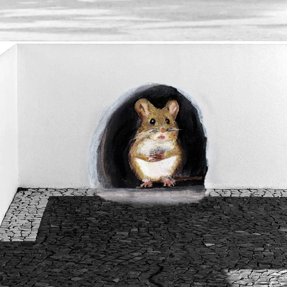 Cartoon Pattern Mouse Hole Wall Sticker Decorative PVC Cartoon Mouse Wall Decal Mouse Hole Printed Mouse Hole Decal