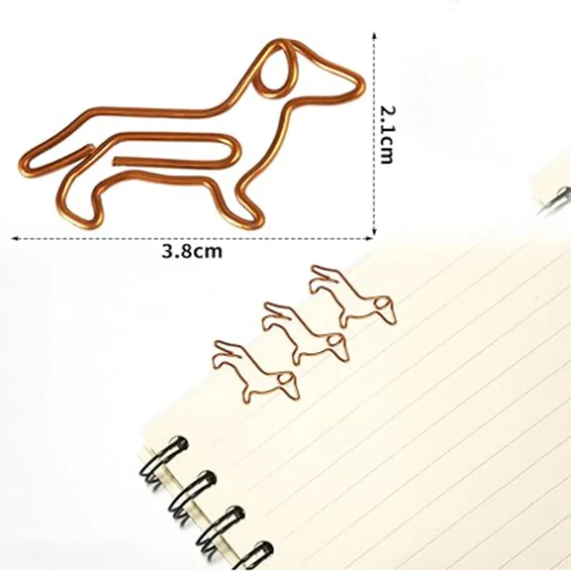 Dachshund Dog Paper Clip Metal Puppy Shaped Paper Clips Orange Gold Cute Animal Paperclips Wholesale Kawaii Desk Accessories