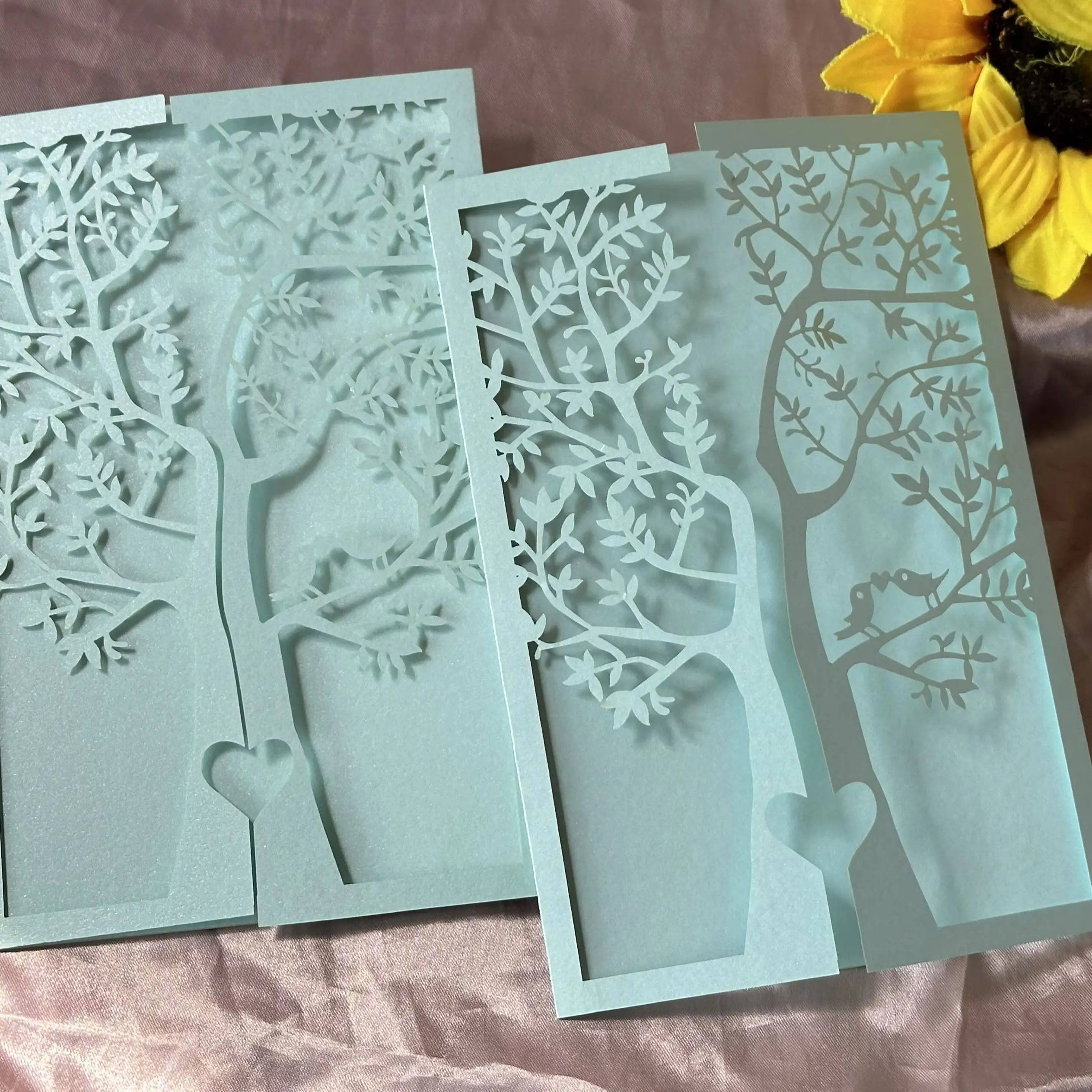 Pearl Many Colors Tree Laser Cut Wedding Invitation Card,Invite Card,Custom Birthday Greeting for Party Gift Decoration