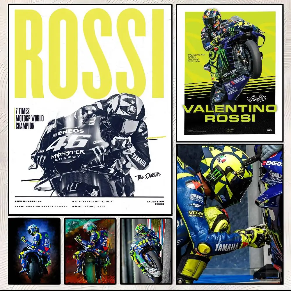 Arte de pôster de motocicleta Racer Valentino Rossies com impressões para casa, quarto, sala de estar, decoração, presente
