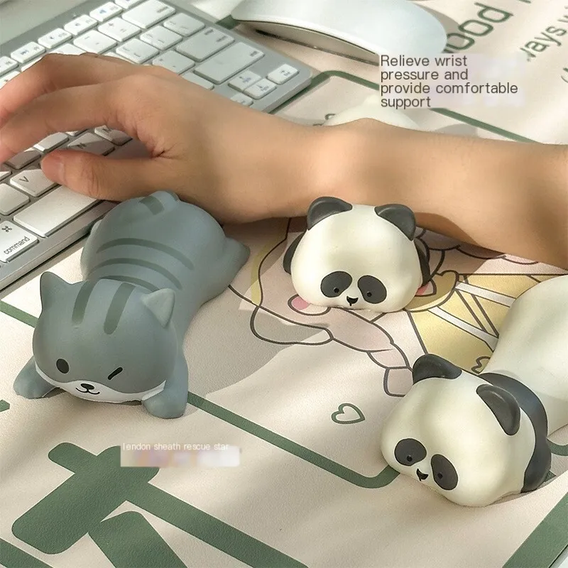 Decompression Memory Cotton Mouse Pad Wristband Pad Cute Office Desktop Mouse Wrist Pad Wrist Rest Cute Animals Unzip Mouse Pad