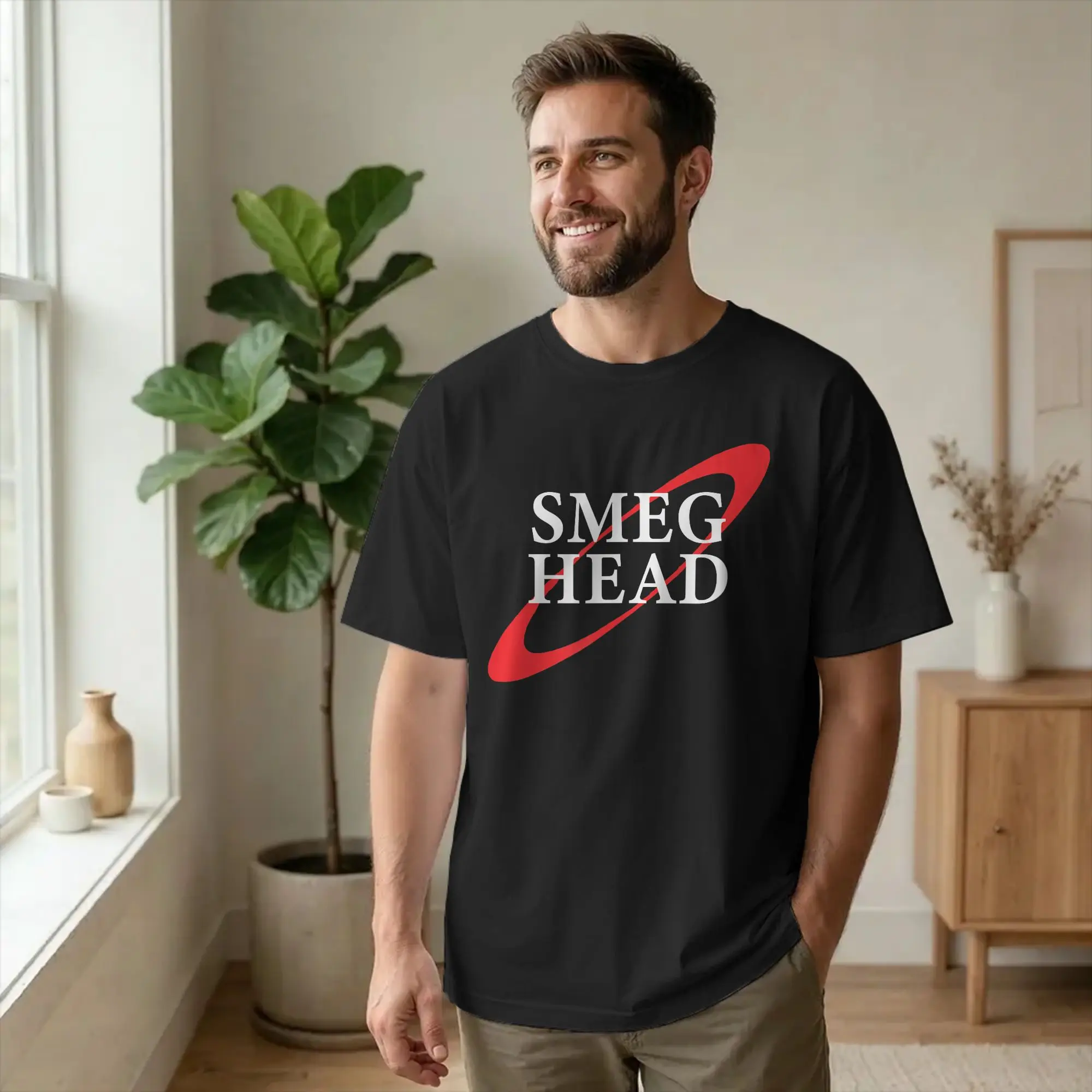 Hipster Red Planetary Ring Dwarfs Smeg Head T-Shirt Men Crewneck 100% Cotton T Shirts Funny Short Sleeve Tee Shirt Gift Clothes