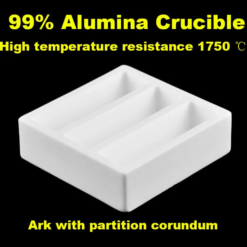 three-grid-sample-classification-crucible-with-partition-corundum-ark-99-alumina-corundum-ark-for-high-temperature-research